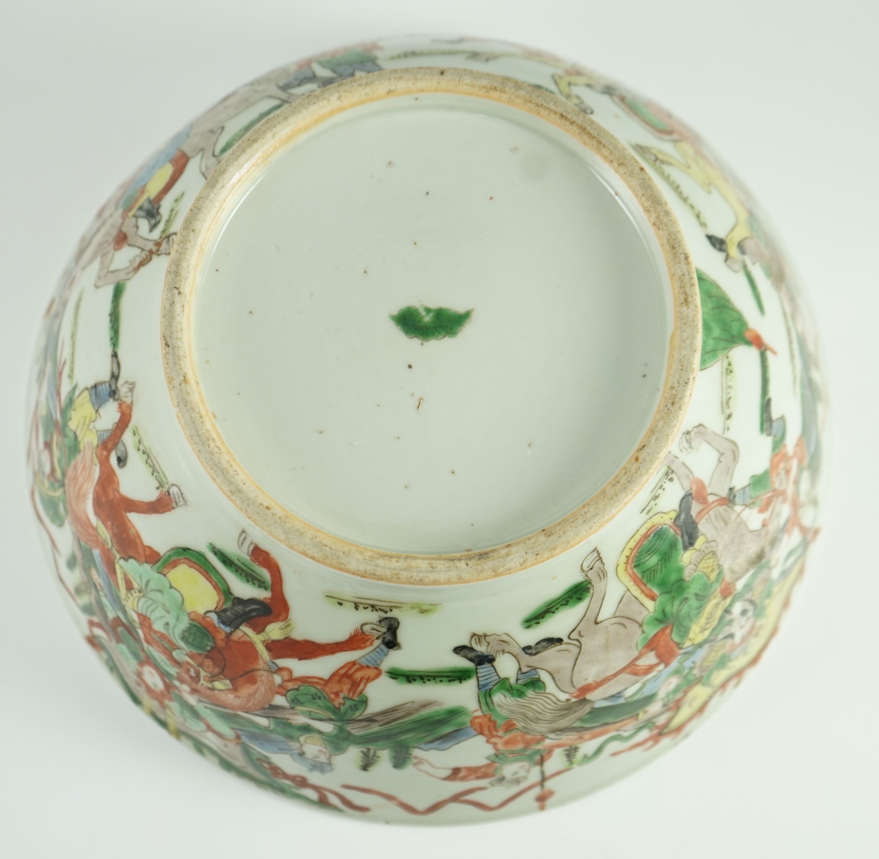 A Chinese famille verte ‘warriors’ bowl, 19th century, 29.7 cm diameter